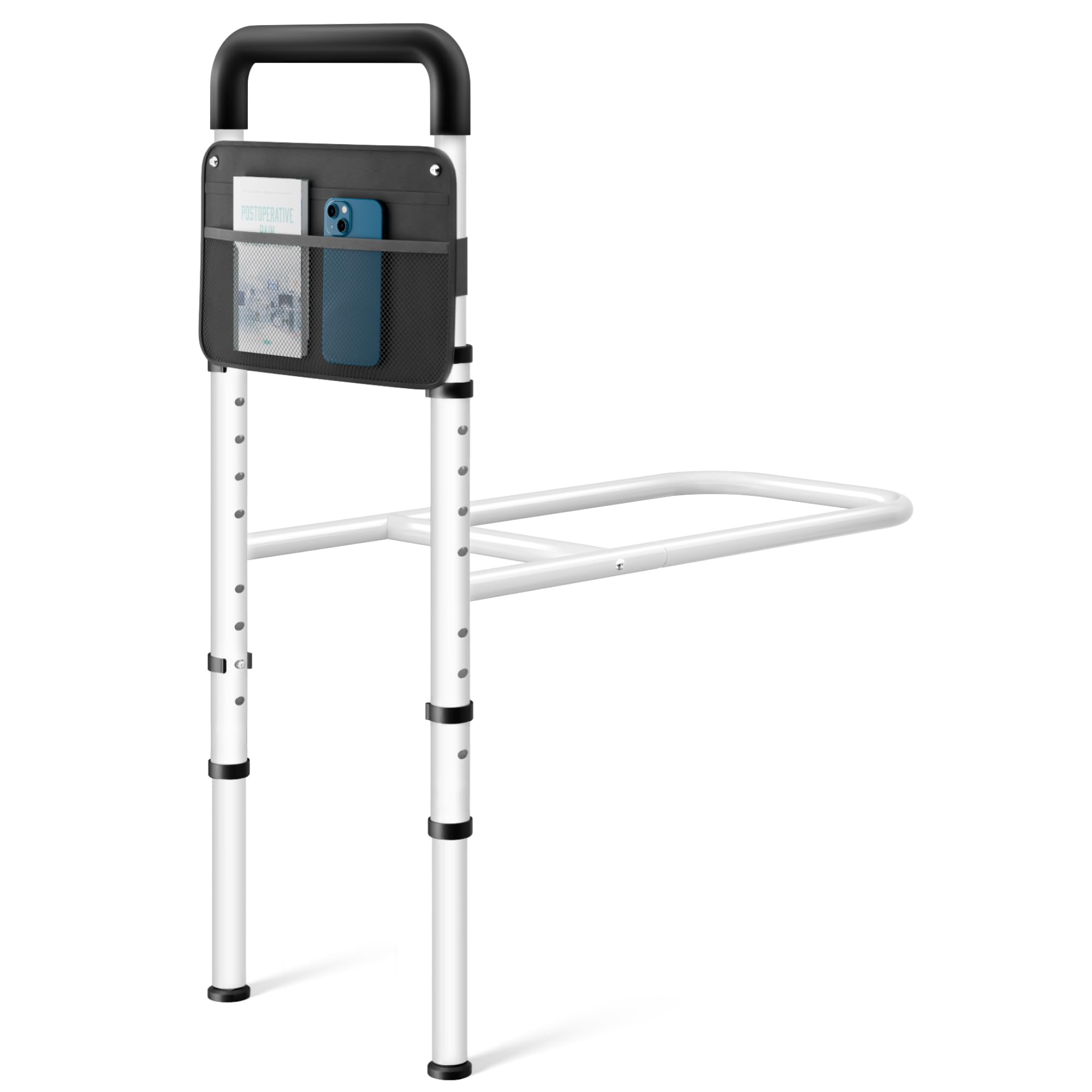 Photo 1 of Josmimic Bed Rails for Elderly Adults Safety - Height Adjustable Bedrail with Storage Pocket and Non-Slip Handle Bar for Getting in&Out of Bed, Hold up to 300LBs - Fits Twin Full Queen King,Black