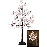 Uieke 4FT Cherry Blossom Tree, 48 Fairy Lights Artificial Lighted Tree for Home Inside Outdoor Spring Wedding Party Festival Decor, Warm White