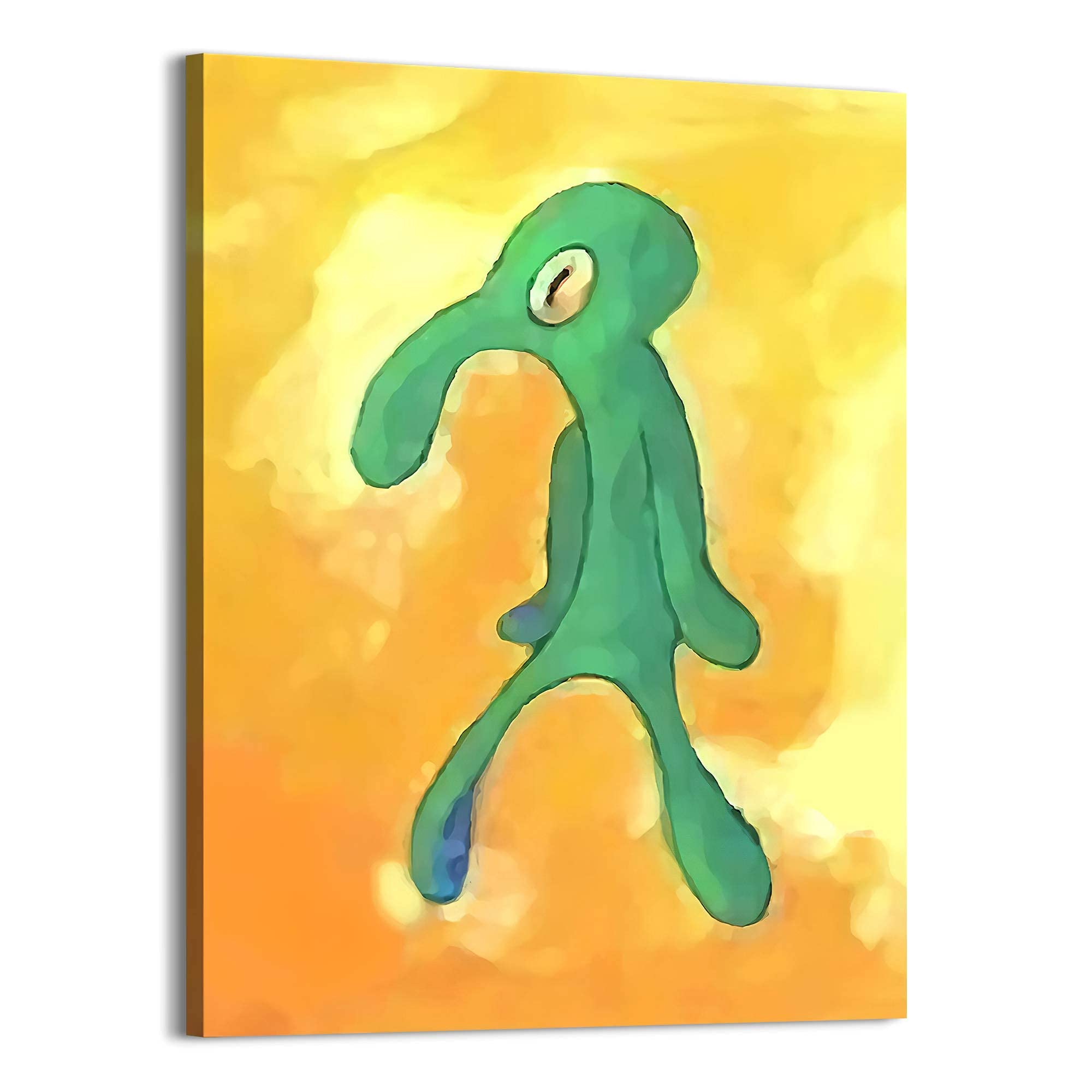 Bold and Brash Squidward Paintings Wall Art Canvas for Bedroom, Funny Squidward Meme Cartoon Art Painting Canvas Framed Artwork Farmhouse Wall Decor Ready to Hang 30x40cm