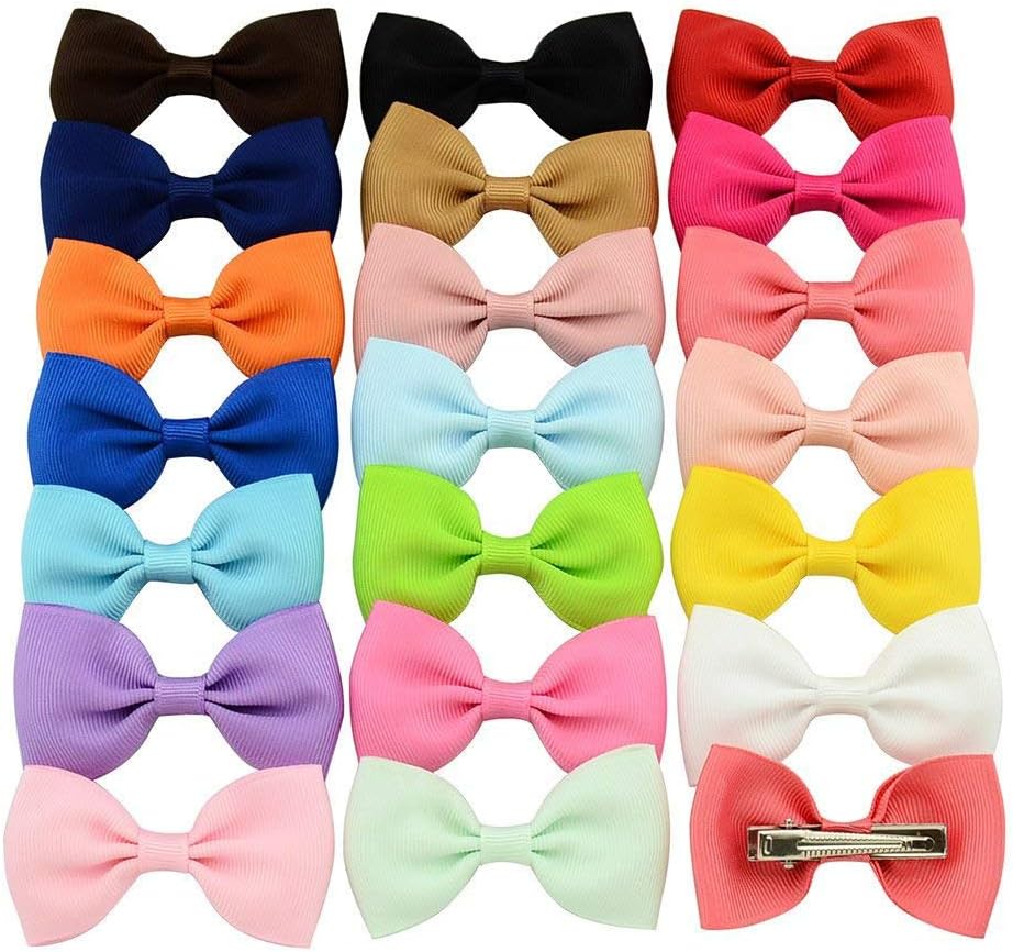 20 Pcs Lovely Ribbon Hair Bow Clips Barrettes Alligator Clips Hair Accessories For Girl Teens Kids Babies Toddlers (Random Color)