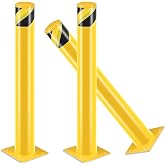 Safety Bollard Post Steel Bollard, 4.5 Inch Diameter Safety Barrier Bollard, Yellow High Visibility Parking Bollard with Anchor Bolts for Driveway Garage Traffic Control (3, 48 Inch Height)