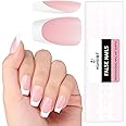 HGHDBT French Gel Nail Tips - 240PCS French Tip Press on Nails Pink Short Coffin MULTI-COAT Tips Premade Tip Primer & Base Coat, No Need to File Fake Nails for Nail Art DIY