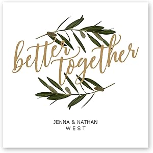 Better Together Personalized Beverage Napkin - 100 Custom Printed White Uncoined Napkins. 4 3/4'' x 4 3/4'' folded. Made in the USA