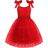 Arshiner Girls Dresses Summer Sleeveless Bow-Tie Straps Formal Fancy Party Birthday Tulle Dress