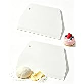 2Pcs Plastic Cake Scraper Smoother - Large Size 8x5 Inch Dough Bench Bowl Scraper, Flexible Non-Stick Icing Smoother, Food Grade Multipurpose Edge Tool for Bread Pizza Pastry Kitchen Baking Supplies