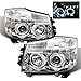 AKKON - For Nissan Titan Armanda Chrome Clear Dual Halo Projector LED Headlights Front Lamps Replacement Pair
