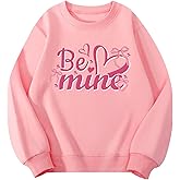 Rixalor Girls Valentines Sweatshirt Love Hearts Graphic Cotton Long Sleeve Crewneck Shirts 4-12 Years