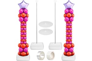 NUOBESTY Balloon Pillar Kit Adjustable Balloon Column Stand Set of 4 with Stable Bases for Indoor Outdoor Party Decorations Birthday Wedding Halloween 9.44X9.44X0.11 Inches