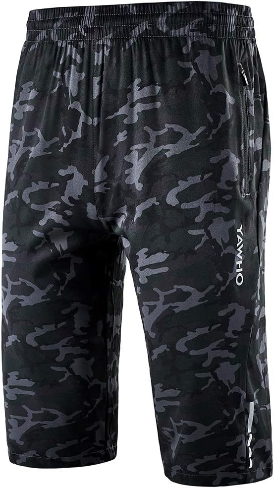 Men's Workout Running Shorts Sports Fitness Gym Training Quick Dry Athletic Performance Shorts with Zip Pockets