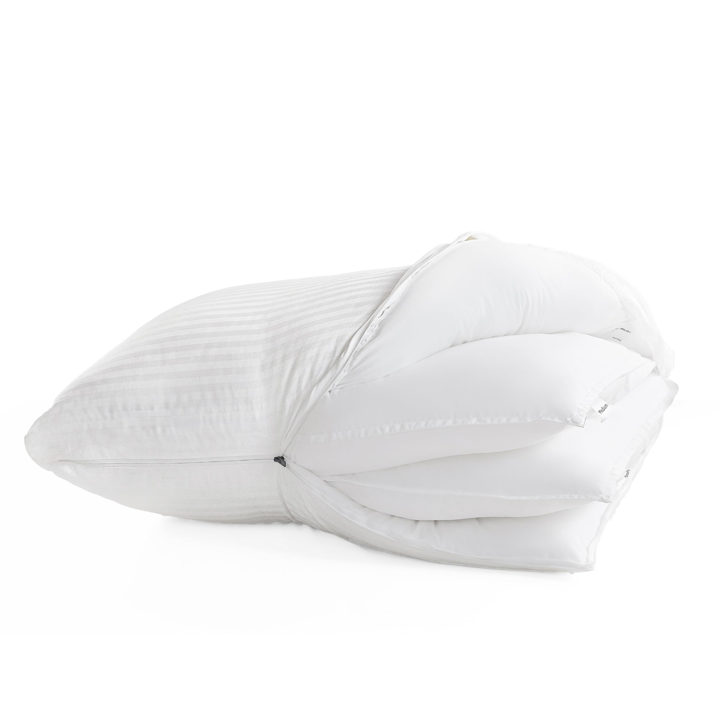 Photo 1 of Bedsure Adjustable Pillows for All Sleepers, Customizable Firmness & Height, Fluffy Pillows Set of 2 with 100% Cotton Cover, Oeko-TEX Certified, Machine Washable (19"x28") (1, Queen)