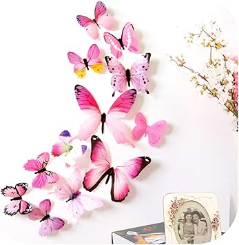 Adhesivo de pared para niños | 12 piezas mariposas pared pegatina