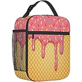 GzLeyigou Ice Cream Lunch Box Thermal Cooler Bento Tote Bags Portable Insulated Lunch Bag for Girls Boys School Women Men Beach Picnic Travel