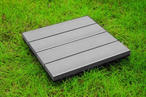 Build4eco Century Outdoor Living DIY Outdoor Patio Deck Tile Interlocking Decking Tile Composite Wood Deck Gray 4 Slate Style (10 Tiles, 12-inch X 12-inch)