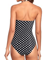 Holipick Women Black Dot Strapless Bandeau One