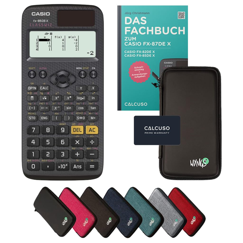 Casio fx-82DE X incl. Protective Case Black & Textbook (80 pages, DIN A5) – Scientific Calculator – Smart Set (German)