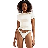 SUUKSESS Women Double Lined Fitted Basic Tee Crew Neck Short Sleeve Y2K Crop Top