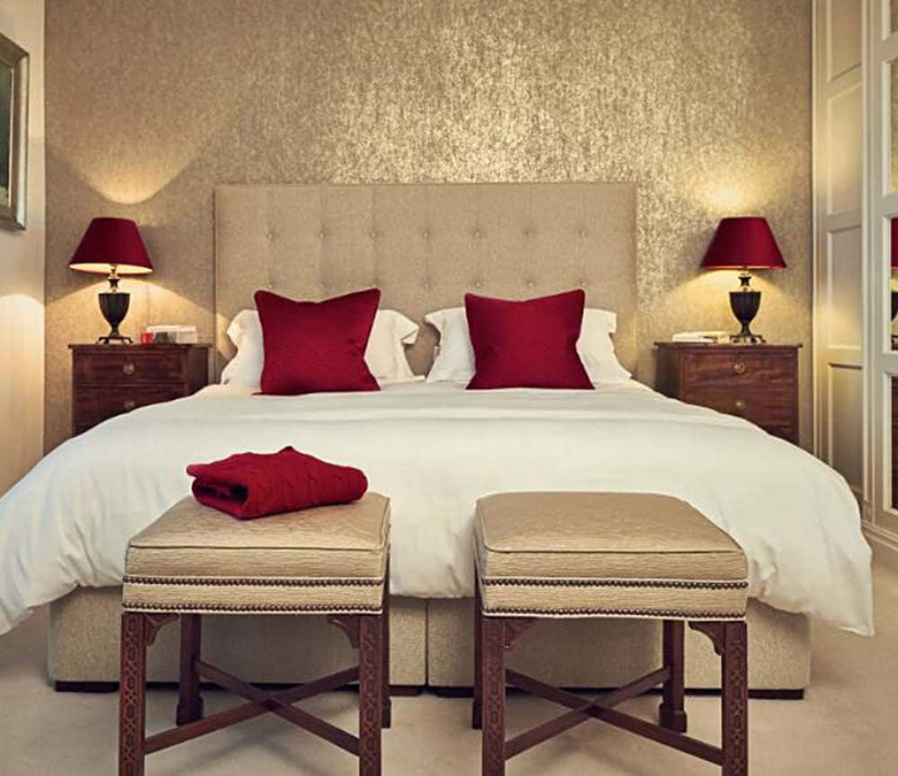 Fghjkl Wallpaper Luxury Metallic Gold Wallpaper Roll Light Reflect Wallcovering Sparkle Gold Foil Vinyl Pvc Wall Paper Home Decor Washable Amazon Ca Baby