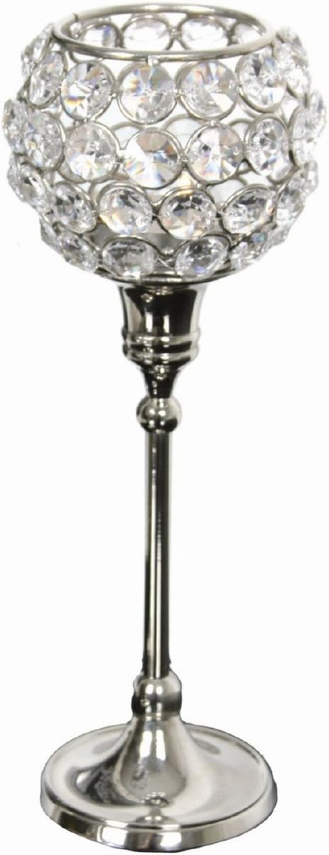 Large Crystal & Silver Standing Tealight Holder