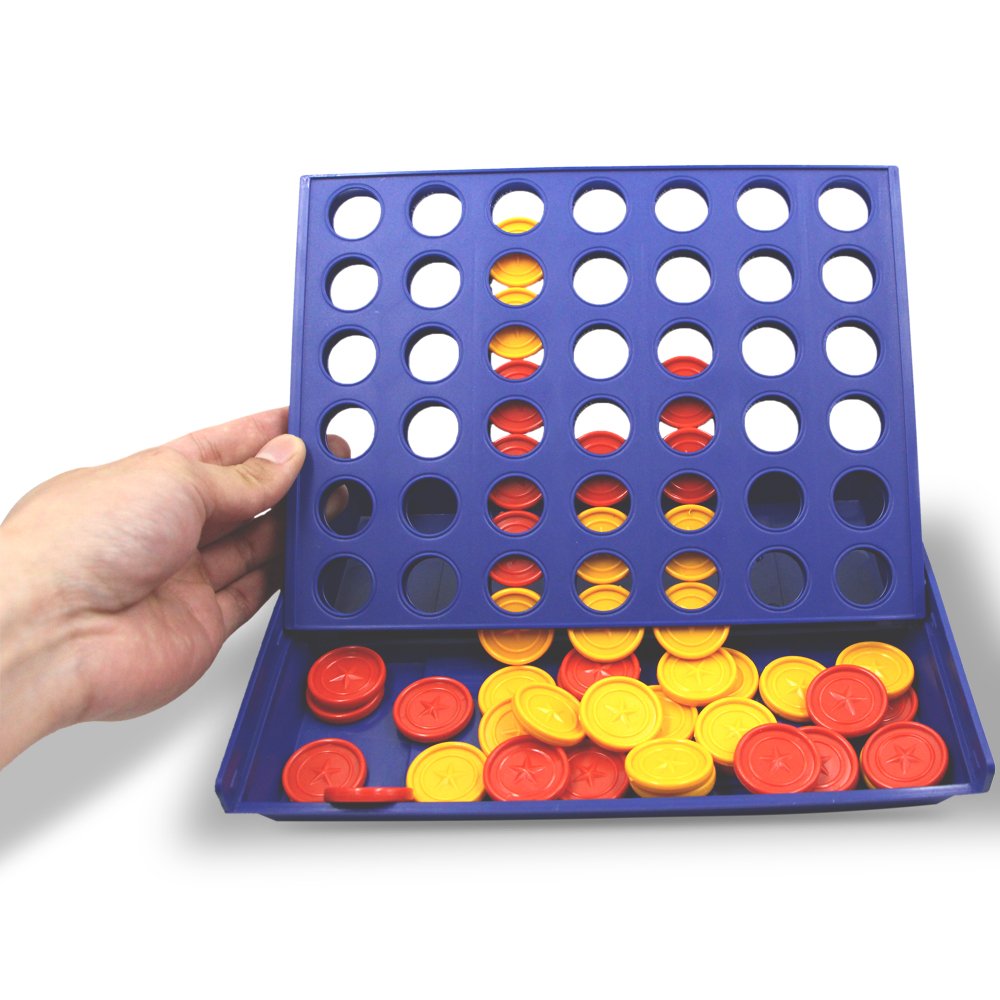 4 in a Row,Desktop Game 4 in a Row,QM-STAR Classic Family 4 in a Row Board Game,Children \'s Educational Toys,Three-Dimensional 4 Chess for Kids and Family(Sea Blue)