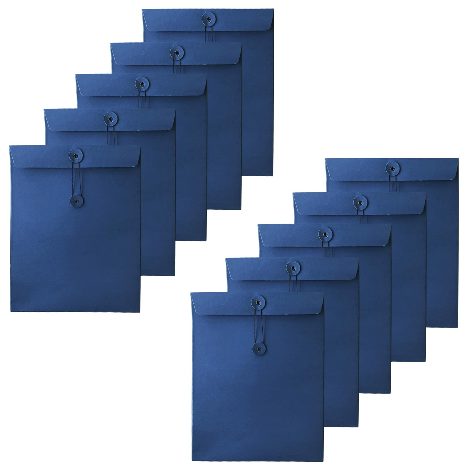 10 Pcs A4 Kraft Paper Envelopes File Folders with String Closure Portfolio Foolscap Paper Organiser Portable Project Pockets Document Wallet Storage Pouch Bills Receipt Bag for Office School Home