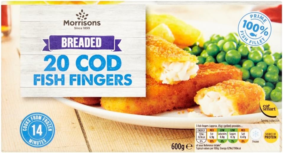 Morrisons Breaded 20 Cod Fish Fingers, 600 g (Frozen) Amazon.co.uk