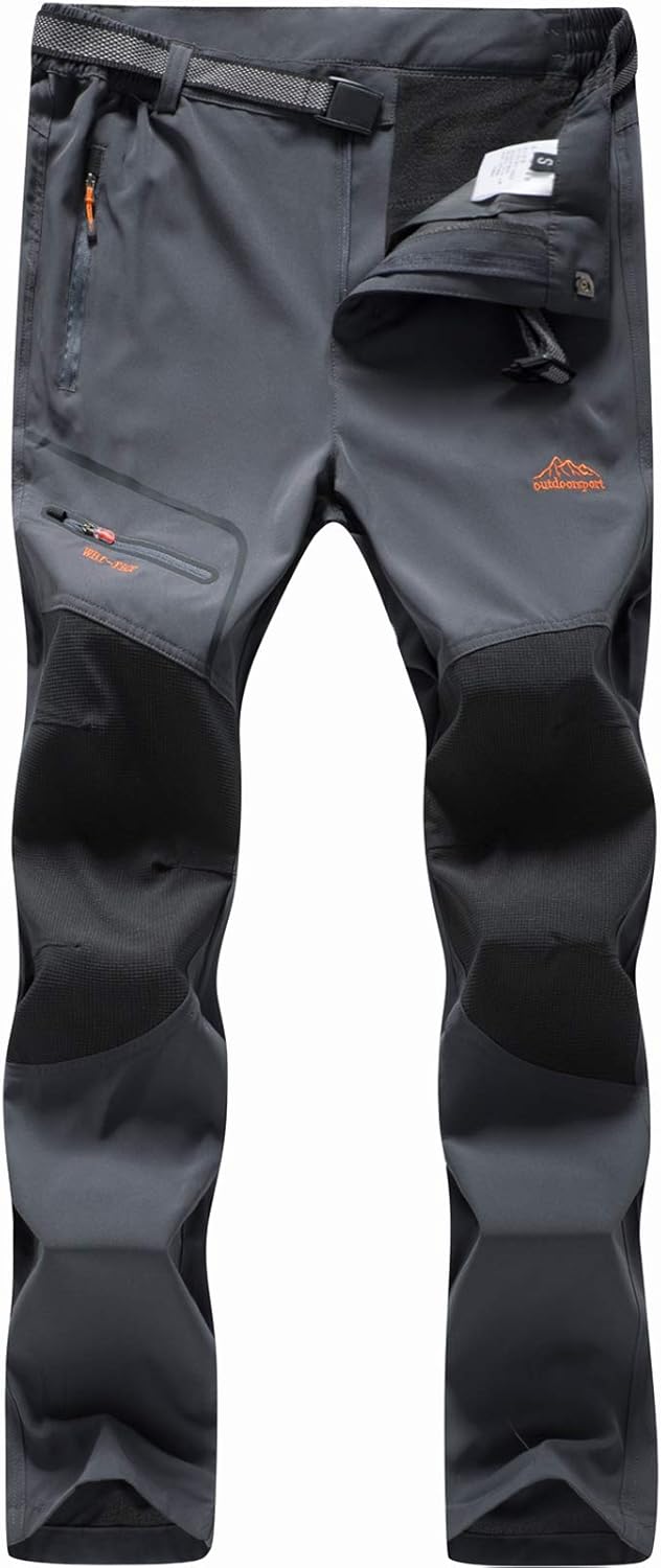 BenBoy Men's Snow Ski Outdoor Waterproof Windproof Fleece Cargo Hiking Pants: Clothing