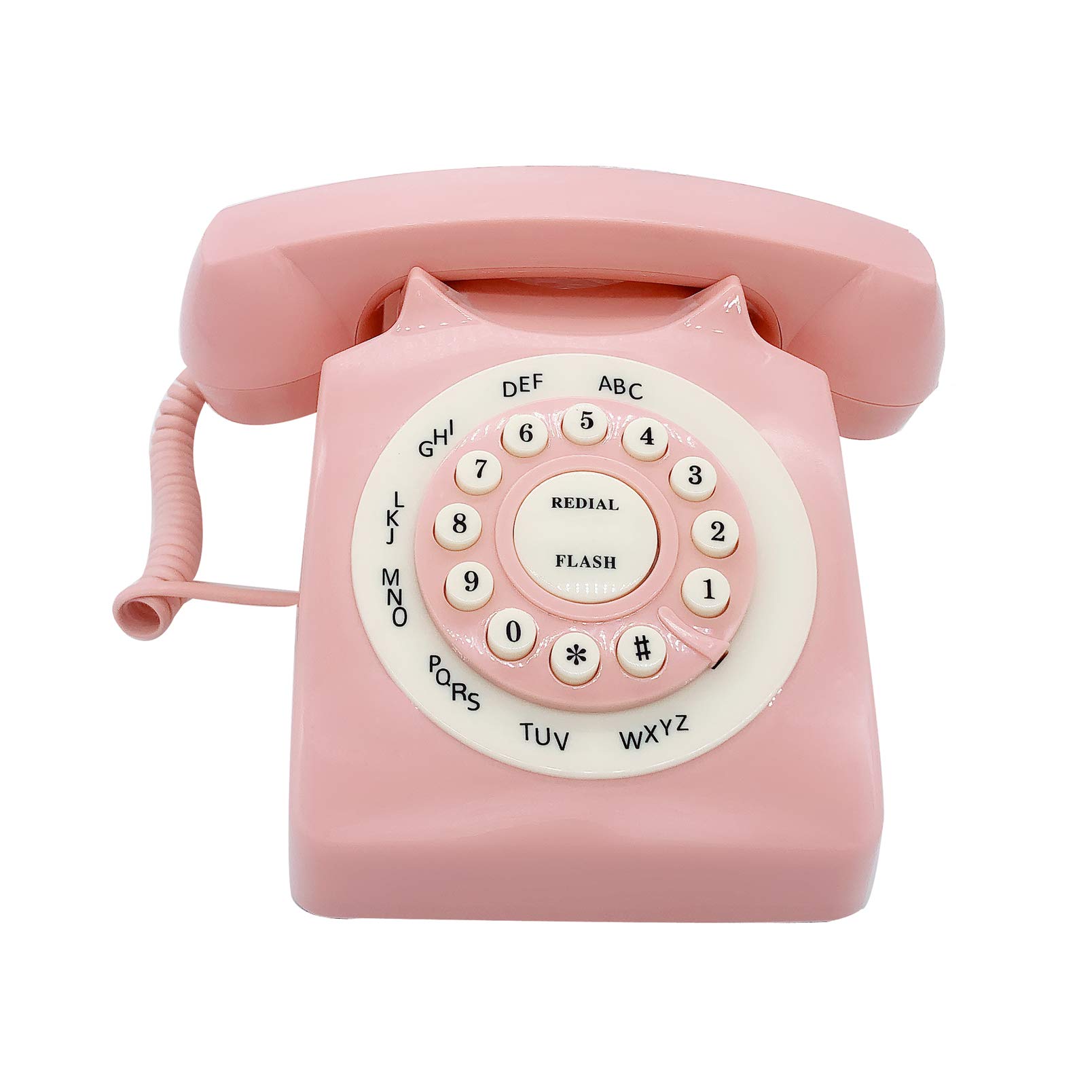 TelPal Retro Corded Landline Phone, Classic Vintage Old Fashion Telephone for Home & Office, Wired Home Phone Gift for Seniors (Pink)