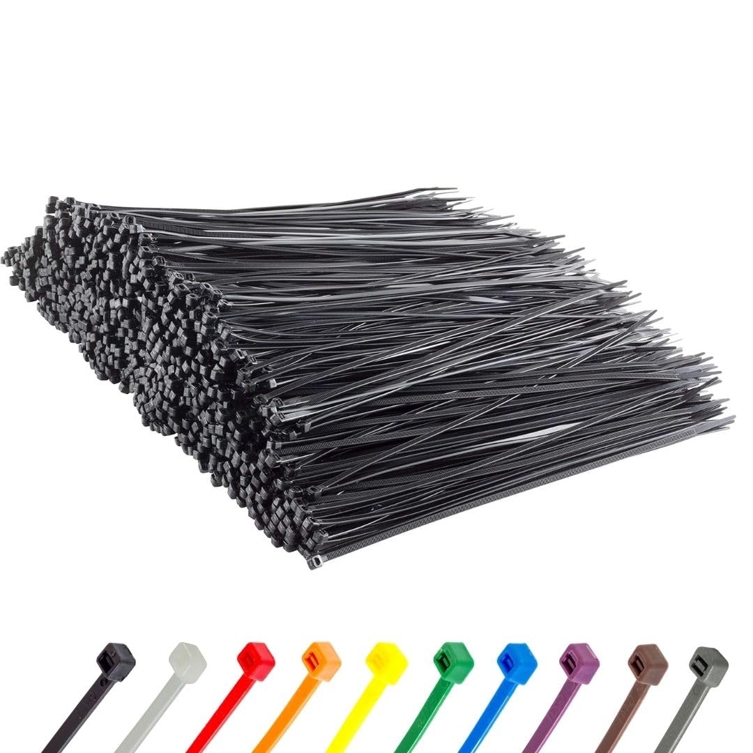 Gocableties Heavy Duty Long Black Cable Ties, 370mm x 4.8mm, Bulk Pack of 1000, 14" Premium Nylon Zip Ties, Plastic Tie Wraps, Secure Self-Locking Mechanism, for Home, Garden, Office and DIY