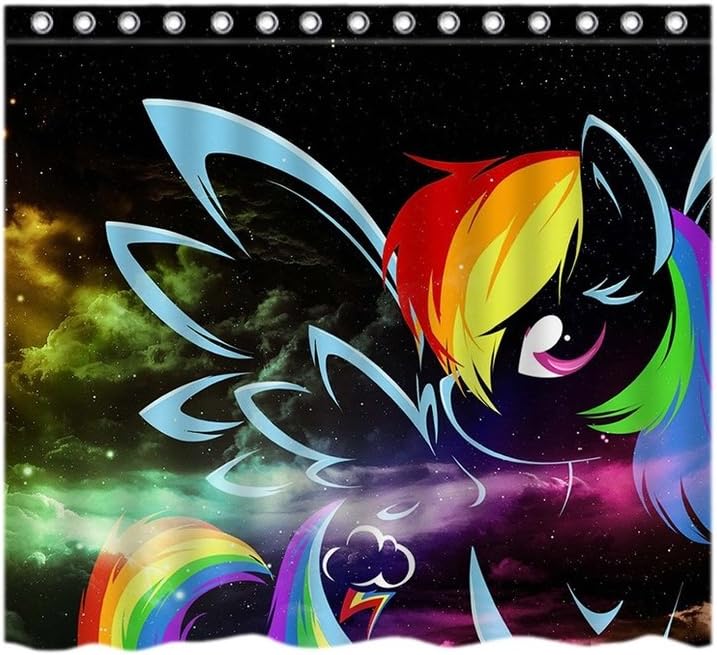 Turekk Design Shower Curtain My Little Pony Cartoon Series Customized Custom Unique Style Print Mom Gift Ideas Polyester Fabric Hooks Included