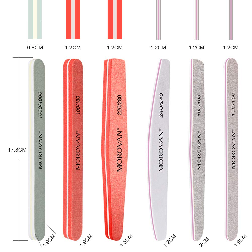 Nail Files And Buffers, Professional Manicure Tool Buffer And Shine Block Kit, 100 180 240 Grit Double Sided for Natural Nails Poly Nail Gel Tools Kit Women Girls Acrylic Nails, Salon Nail Art 6PCS : Beauty