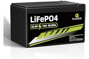 GREENOE 12V 7Ah Lithium LiFePO4 Battery - 2000+ Cycles, Lightweight, Built-in BMS, Ideal for Solar Systems, Ride-on Toys, and Home Alarms