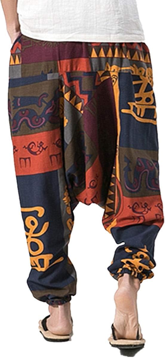 PERDONTOO Men Women Cotton Harem Yoga Baggy Genie Boho Pants: Clothing