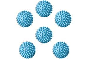 MORITAS PET Reusable Laundry Dryer Balls, Sky Blue Plastic Anti-Static Fabric Softener, Reduces Wrinkles, Sustainable Cleaning Supplies, Essential Washing & Drying Aid for Soft, 6 Pack, 2.36 in (Sky Blue)