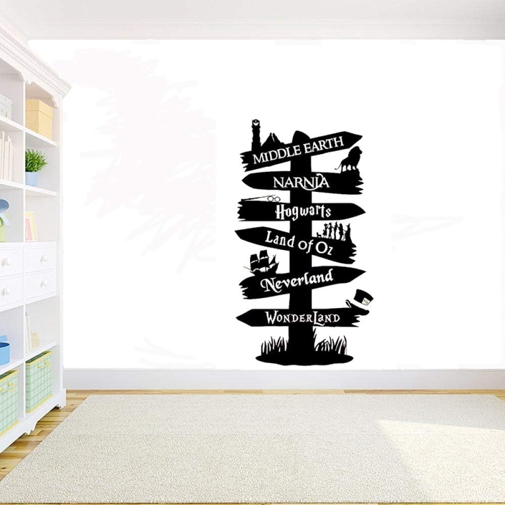 WSYYW Fashion Reference Road Sign Vinyl Wall Stickers Home Decoration DIY Wall Stickers Home Garden Wall Stickers Personality Black 101x57cm