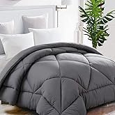 TEKAMON All Season Oversized King Comforter Winter Warm Summer Soft Quilted Down Alternative Duvet Insert Corner Tabs, Machine Washable Luxury Fluffy Reversible Collection for Hotel,Charcoal Grey