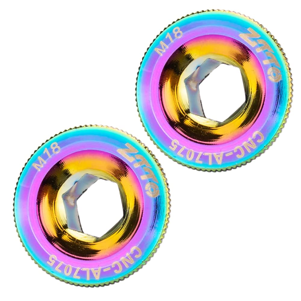 Hsthe Sea 2 pcs Crankset Screw, Bicycle Crank Arm Fixing Bolts, M18 color Aluminum Alloy Crank Cap Plate for Mountain Road Bike