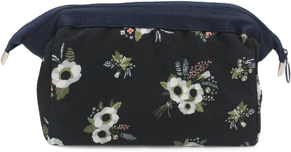Makeup Bag/Travel Cosmetic Bags/Brush Pouch Toiletry Kit Fashion Women Jewelry Organizer with Zipper Make Up Carry Case Pencil Holder Portable Cube Purse (Navy Blue)