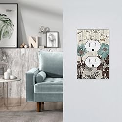 Teal Tulip Rustic Floral Wood Flower Outlet Covers