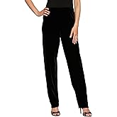 Alex Evenings Womens Velvet Full Length Straight and Slim Leg Dress Pant (Petite and Regular Sizes)