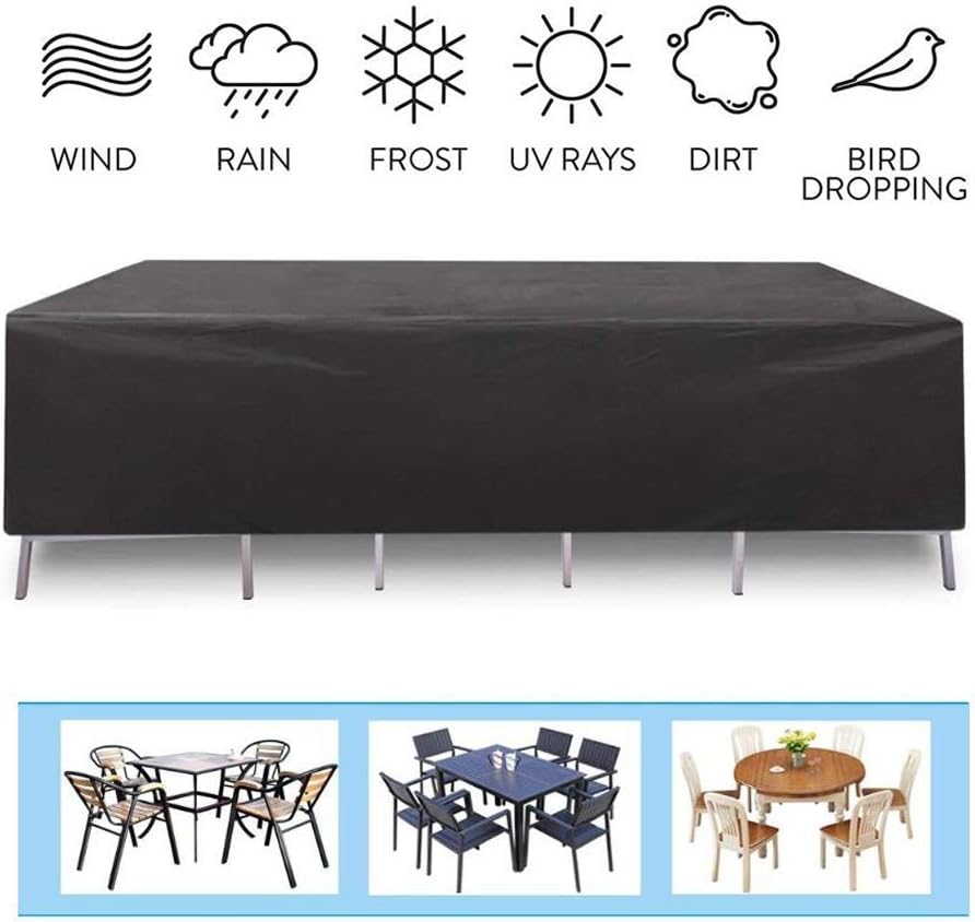 AGLZWY Garden Furniture Cube Patio Table Chair Anti-UV Rainproof Cover Protector, Black, Customizable Size (Color : Black, Size : 2x1x1m)