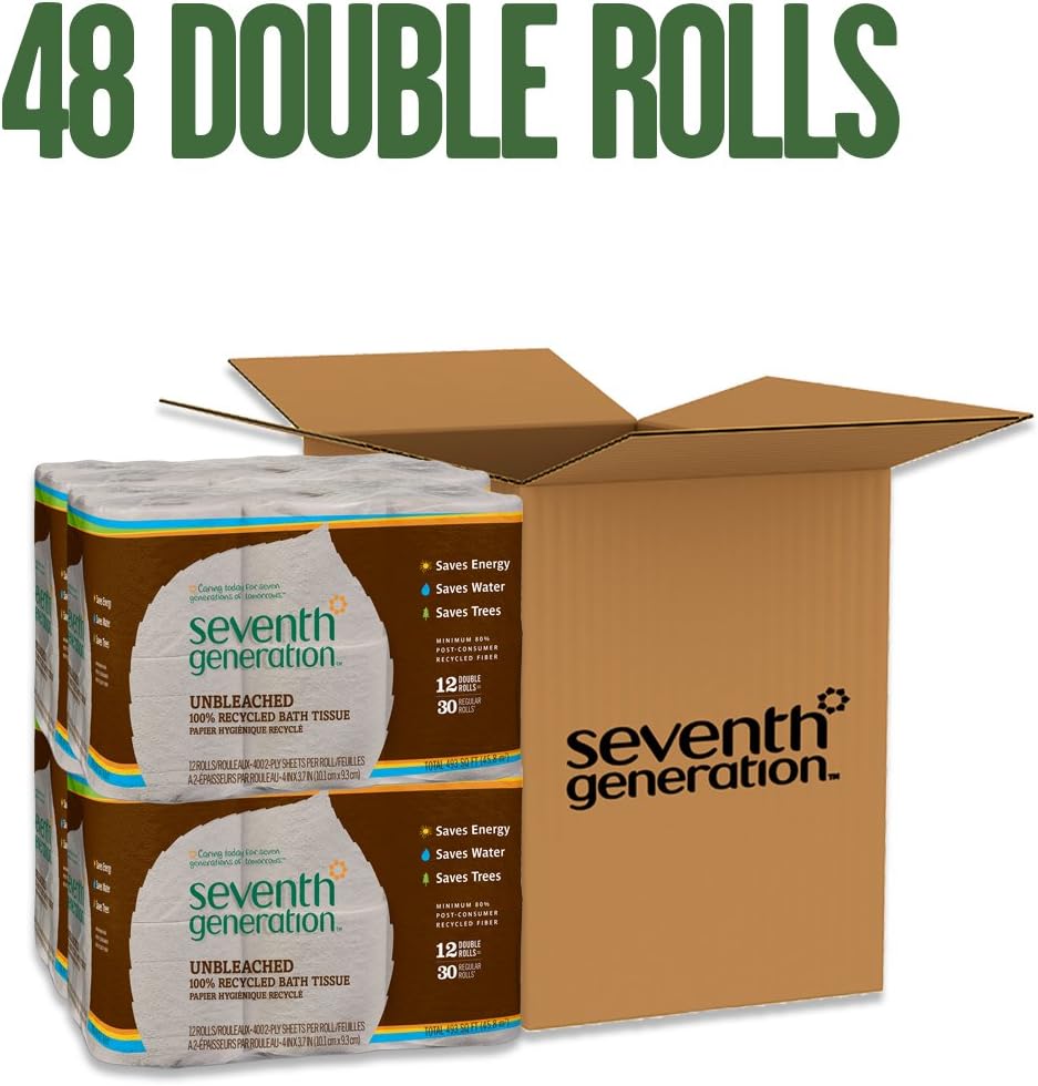 Seventh Generation Unbleached Bathroom Tissue Roll, 12 Count, Pack of 4: Health & Personal Care