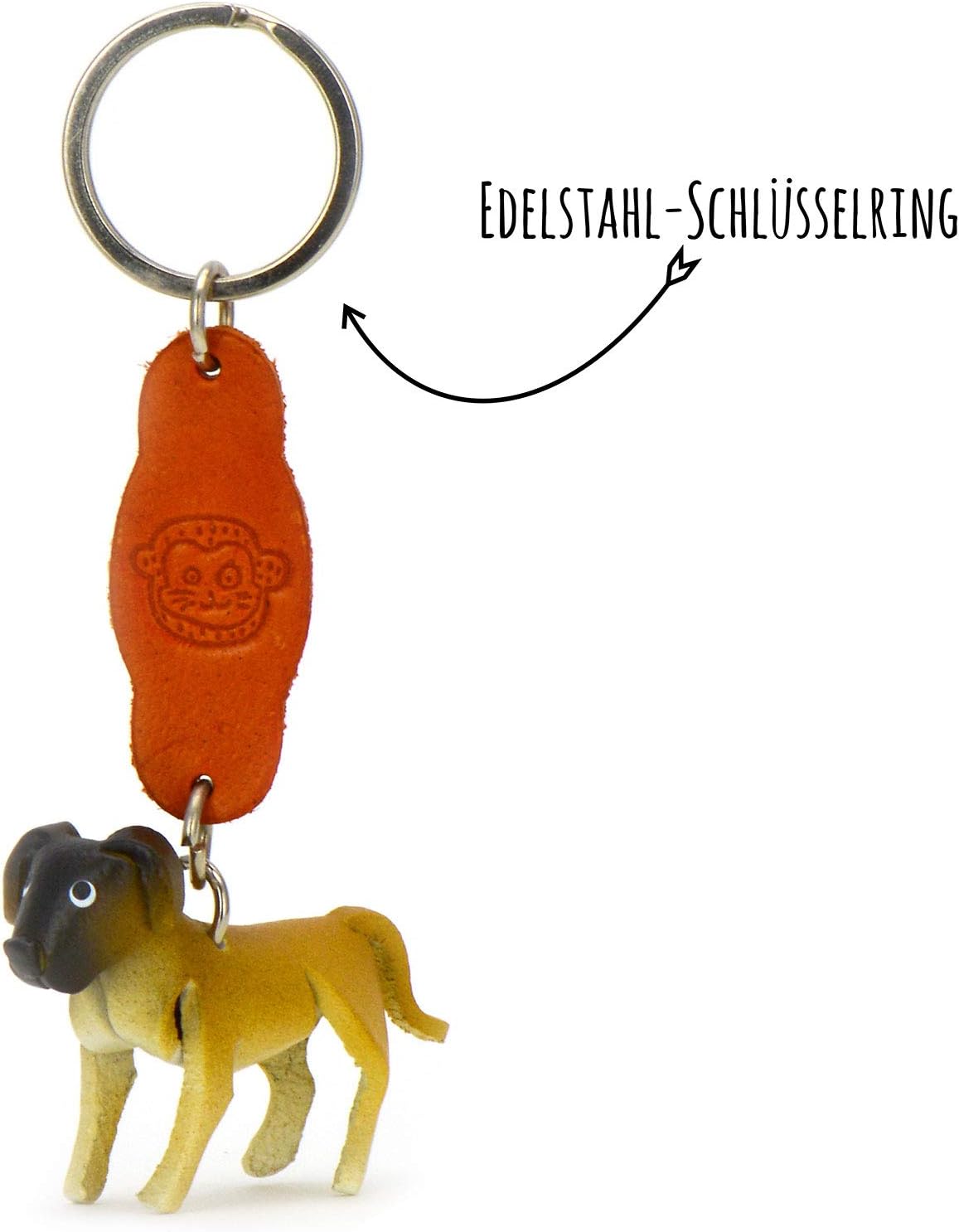 MONKIMAU Leather Keyring Great Dane Dog, Yellow, Small - Image 5