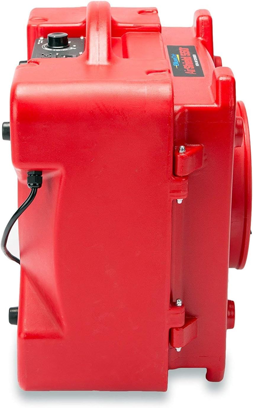BlueDri Air Shield 550 HEPA Air Scrubber, Water Damage Restoration Equipment Air Purifier, Covers 1400 Sq. Ft, Daisy Chain Capable, For Commercial Use, Red, BD-AS-550