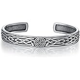 Lattd Celtic Knot Bangle 925 Sterling Silver 10MM Adjustable Irish Celtic Cuff Bangle Bracelet Jewelry for Men