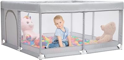 BEJOY Baby Playpen 125cm Safety Foam Mesh Door Anti-Slip Round Door