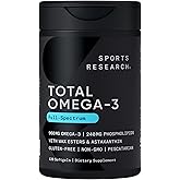 Sports Research® Total Omega-3 Fish Oil 2200mg - Made from Antarctic Krill w/Astaxanthin, Wild Sockeye Salmon & Alaska Pollock - 960mg of EPA & DHA - 120 Softgels