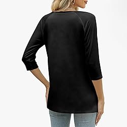 3/4 Length Sleeve Womens Tops Dressy Trendy Button
