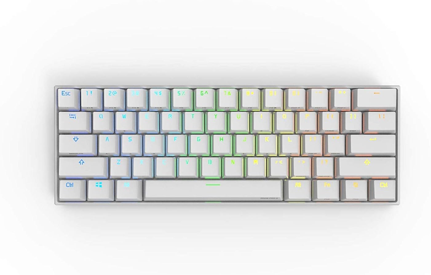 Obinslab Anne 2 Pro Mechanical Gaming Keyboard 60% True RGB Backlit - Wired/Wireless Bluetooth 4.0 PBT Type-c Up to 8 Hours Extended Battery Life, Full Keys Programmable (Cherry Mx Blue, White)