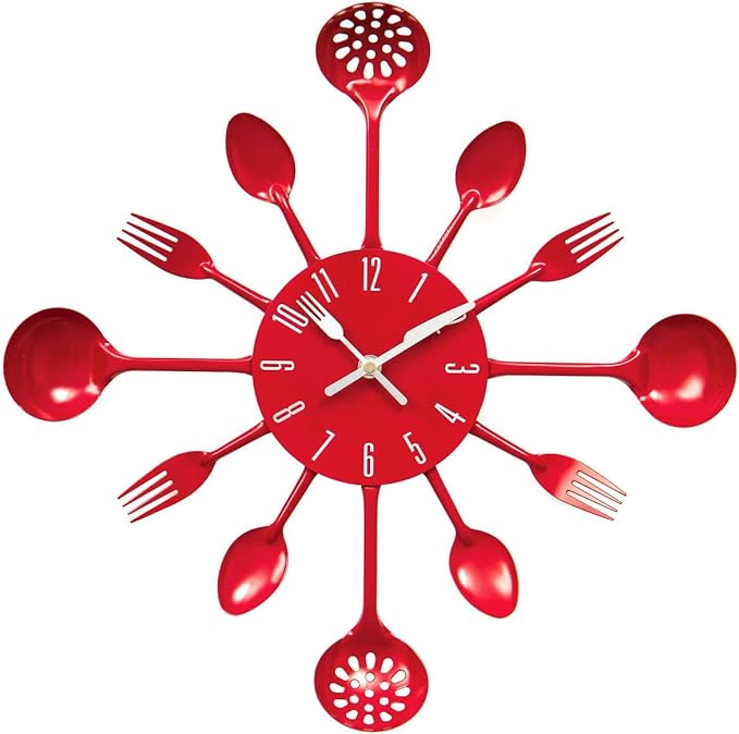 Kitchen Cutlery Wall Clock Spoon Fork Ladle Utensil 9 Funky Colour