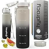 Hydracy Water Bottle with Time Marker -Large 32oz BPA Free Gradient Water Bottle - Leak Proof Gym Bottle with Fruit Infuser Strainer & Times to Drink -Ideal for Fitness Sports & Outdoors